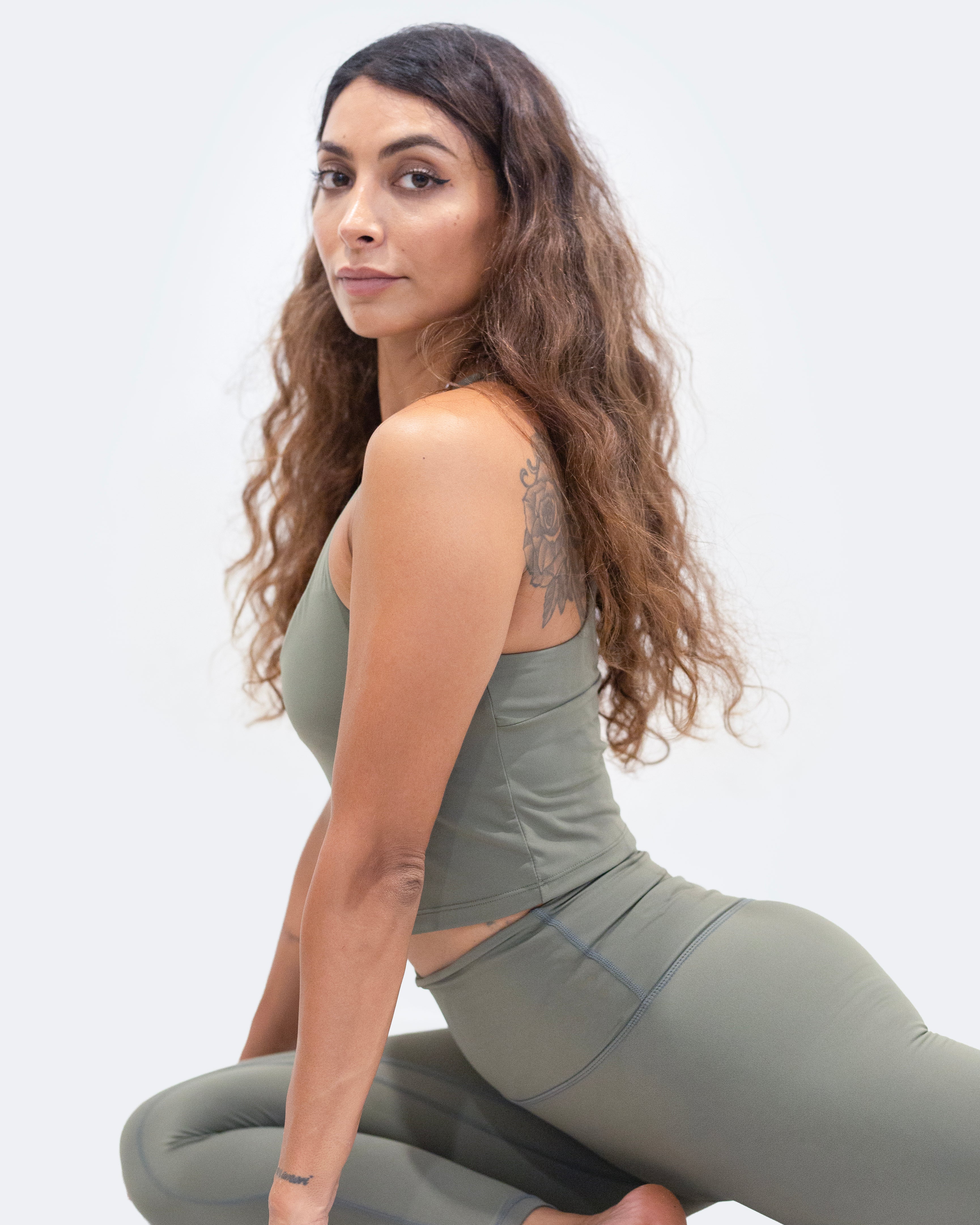 ARYA Cross Back Top Olive Green
