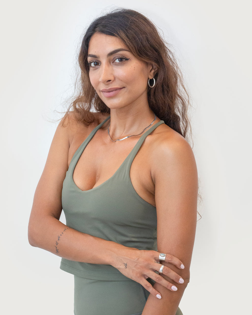 ARYA Cross Back Top Olive Green